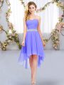 Low Price Sleeveless Lace Up High Low Belt Quinceanera Court Dresses