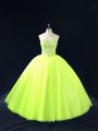 Ball Gowns 15 Quinceanera Dress Yellow Green Sweetheart Tulle Sleeveless Floor Length Lace Up