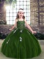 Straps Sleeveless Lace Up Winning Pageant Gowns Green Tulle