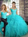 Sleeveless Lace Up Floor Length Beading and Ruffles Sweet 16 Dress