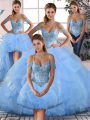 Sweet Blue Vestidos de Quinceanera Tulle Beading and Ruffles