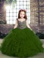 Sleeveless Beading and Ruffles Side Zipper Little Girl Pageant Dress