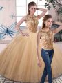 Sleeveless Beading Lace Up 15th Birthday Dress