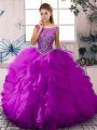 Spectacular Purple Sleeveless Organza Zipper Quinceanera Dresses for Sweet 16 and Quinceanera