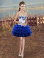 Smart Mini Length Ball Gowns Sleeveless Royal Blue Dress for Prom Lace Up