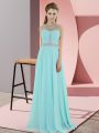 Fashion Chiffon Scoop Sleeveless Zipper Beading Evening Dress in Baby Blue