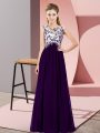 High Class Purple Sleeveless Chiffon Zipper Dama Dress for Quinceanera for Wedding Party