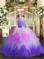 Multi-color Kids Formal Wear Party and Wedding Party with Lace and Ruffles V-neck Sleeveless Backless