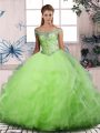 Fitting Sleeveless Floor Length Beading and Ruffles Lace Up Quinceanera Gown