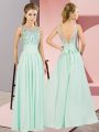 Apple Green Scoop Backless Beading Prom Evening Gown Sleeveless