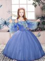 Perfect Straps Sleeveless Tulle Child Pageant Dress Beading Lace Up