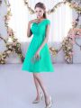 Turquoise A-line V-neck Cap Sleeves Lace Mini Length Lace Up Ruching Wedding Party Dress