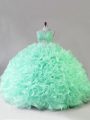 Cute Zipper Ball Gown Prom Dress Apple Green for Sweet 16 and Quinceanera with Beading and Ruffles