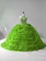 Charming Green Vestidos de Quinceanera Halter Top Sleeveless Court Train Lace Up