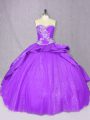 Latest Sleeveless Court Train Beading Lace Up Quinceanera Dress