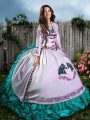 Ball Gowns Vestidos de Quinceanera Blue And White Sweetheart Satin and Organza Sleeveless Floor Length Lace Up