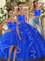Pretty Tulle Sleeveless Floor Length Sweet 16 Dresses and Ruffles