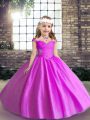 Charming Straps Sleeveless Little Girl Pageant Gowns Floor Length Beading Lilac Tulle