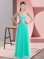 Fancy Turquoise Prom and Party with Beading Sweetheart Sleeveless Lace Up