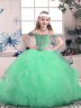 Beauteous Tulle Sleeveless Floor Length Child Pageant Dress and Beading and Ruffles