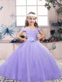 Sleeveless Lace and Belt Lace Up Pageant Gowns For Girls