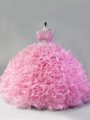 Luxury Pink Scoop Neckline Beading Ball Gown Prom Dress Sleeveless Zipper