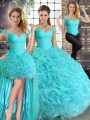 Sleeveless Lace Up Floor Length Beading Ball Gown Prom Dress