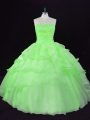 Romantic Sleeveless Organza Floor Length Lace Up Ball Gown Prom Dress in with Beading and Ruffles