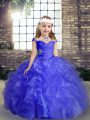 Blue Sleeveless Organza Lace Up Evening Gowns for Party and Wedding Party
