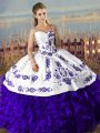Sweetheart Sleeveless Lace Up Quinceanera Dress Purple Satin and Organza