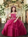 Tulle Sleeveless Floor Length Little Girls Pageant Gowns and Beading