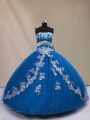 Customized Tulle Sleeveless Floor Length Quinceanera Gown and Appliques