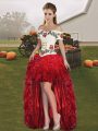Custom Fit Red Sleeveless Organza Lace Up Homecoming Dress Online for Prom and Party