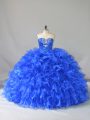 Low Price Floor Length Royal Blue Sweet 16 Quinceanera Dress Sweetheart Sleeveless Lace Up