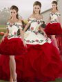 Artistic Tulle Sleeveless Floor Length Quinceanera Dress and Embroidery and Ruffles