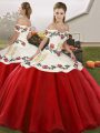 Off The Shoulder Sleeveless Organza Quinceanera Dress Embroidery Lace Up