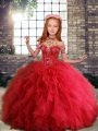 Popular Sleeveless Ruffles Lace Up Little Girl Pageant Gowns