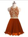 Fantastic Mini Length A-line Sleeveless Rust Red Homecoming Dress Zipper