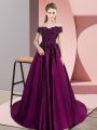 Hot Sale Purple Off The Shoulder Neckline Lace 15th Birthday Dress Sleeveless Zipper