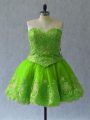 Sweetheart Sleeveless Homecoming Dress Mini Length Appliques and Embroidery Tulle
