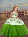 High Quality Floor Length Green Kids Formal Wear Straps Sleeveless Lace Up