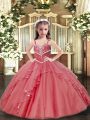 Stunning Sleeveless Beading and Ruffles Lace Up Little Girl Pageant Gowns