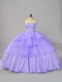 Beautiful Ball Gowns Sleeveless Lavender Quinceanera Gown Lace Up