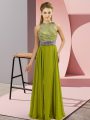 Olive Green Organza Side Zipper Mother Of The Bride Dress Sleeveless Asymmetrical Beading