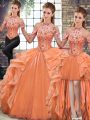 Organza Sleeveless Floor Length Vestidos de Quinceanera and Beading and Ruffles