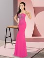 Floor Length Column/Sheath Sleeveless Hot Pink Dress for Prom Zipper
