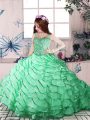 Sweet Sleeveless Court Train Beading and Ruffled Layers Lace Up Girls Pageant Dresses