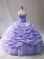Noble Lavender Sleeveless Beading and Pick Ups Lace Up Sweet 16 Quinceanera Dress