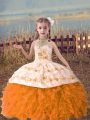 Orange Red Sleeveless Organza Lace Up Pageant Dress Toddler for Wedding Party