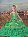 Turquoise Sleeveless Organza Lace Up Child Pageant Dress for Wedding Party